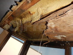 雨漏りによる出窓天井内の腐れ